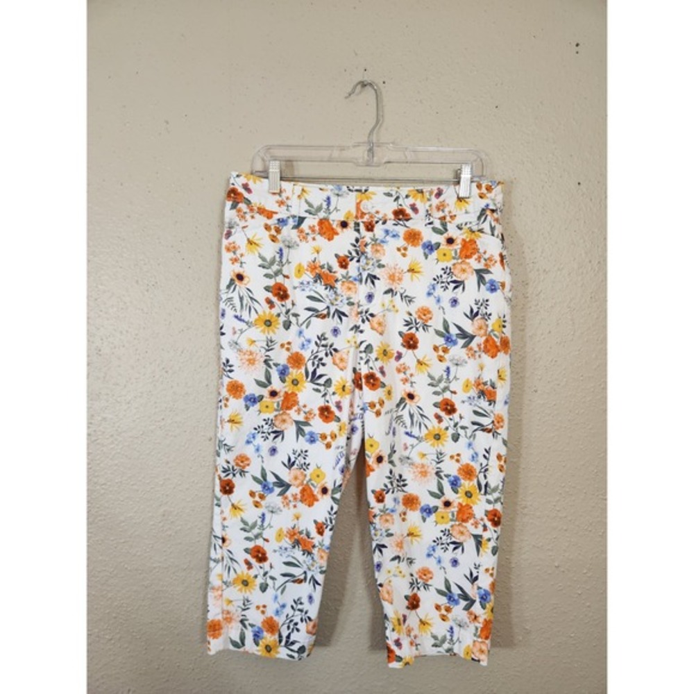 St. John's Bay Floral Capri‎ Pants Cropped Colorful Spring Summer Size 10